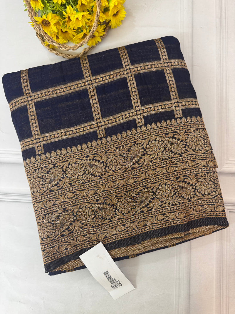 Semi banarasi Khaddi Georgette saree - MS1498 DarkBlue