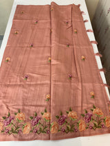 Art tussar saree with embroidery MST677 DustyPeach