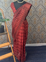 Hand block printed pure kota doria saree MBKD459y