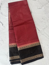 Semi silk saree with checks zari weaving  MS81543 : Red to Black