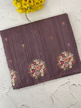 Blended tussar silk saree with embroidery- MS1072 DarkMauve