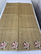 Blended tussar silk saree with embroidery- MS1072 Chiku