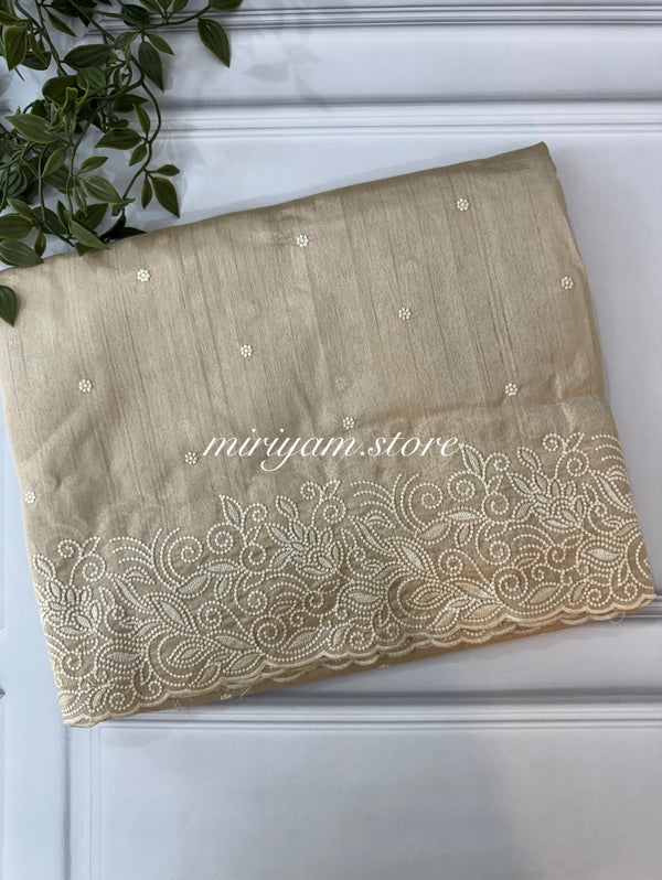 Embroidered Crepe semi tussar silk saree- MSS728