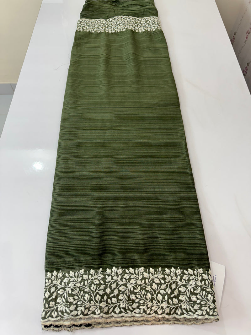 Chiffon Georgette saree with embriodery border - SRDIRR