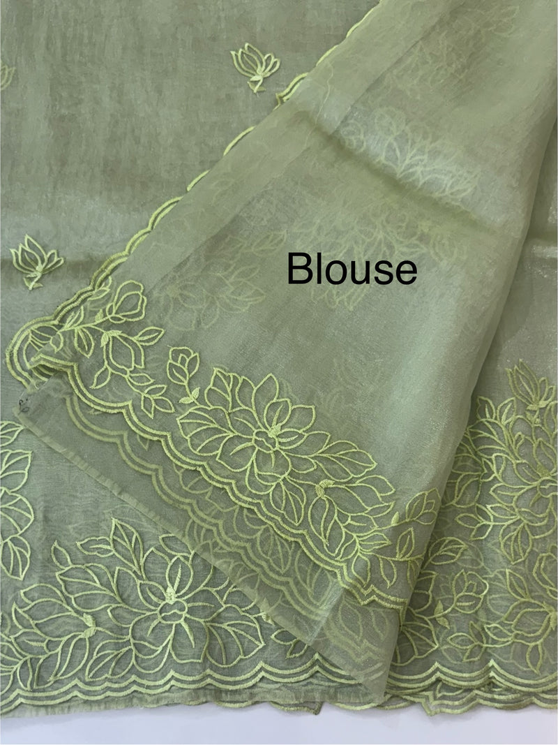 Tissue Organza saree MS14051- DuskyGreen