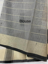Checks semi chanderi saree  MS9871 - Black