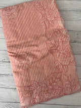 Striped Mul chanderi saree with applique borders MSH987 - Peach