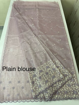 Glassy tissue organza saree with embroidery FKSF133- Dusty Lilac