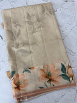 Semi printed tussar silk saree with blouse- MTS895