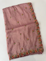 Crush Organza embroidery saree MS14567 OnionPink