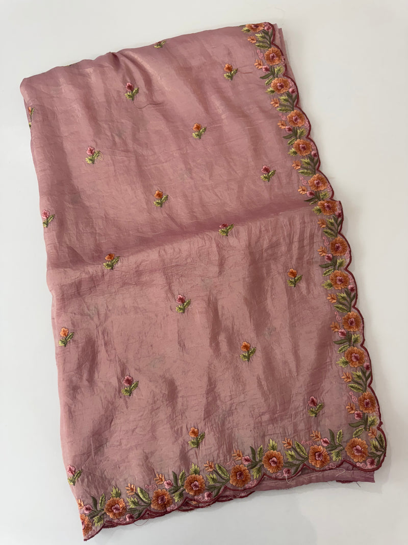 Crush Organza embroidery saree MS14567 OnionPink