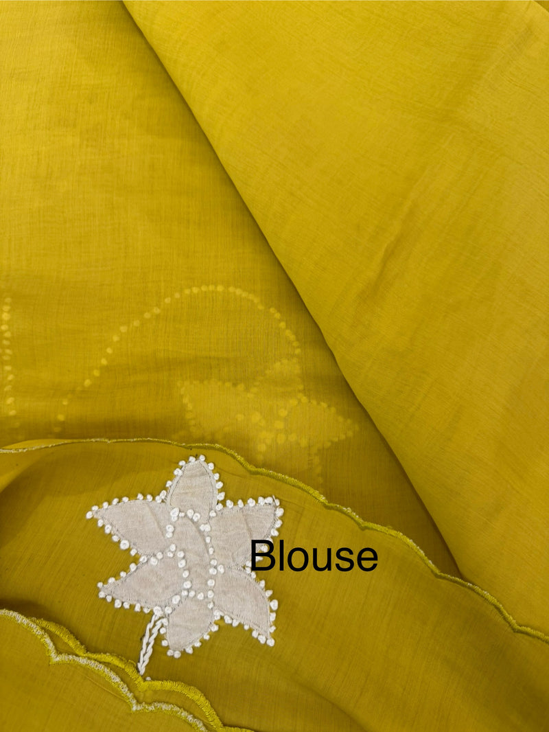 Malai chanderi knot and kanta embriodery saree  MS5556