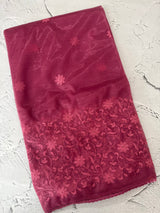 Glass tissue organza saree with embroidery MSF121 (1) DarkPink