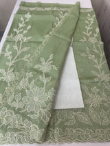 Tissue mix soft Organza saree with applique work MSCK38 Dusty PastelGreen