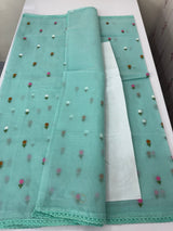 Kota checks saree with embroidery MS7679 (2)GreenishBlue