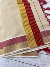 Kerala gold tissue saree - Red(2) SSRLMRH