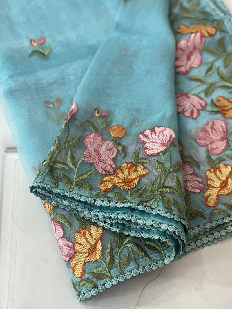 Tissue Organza saree MS14717- Blue
