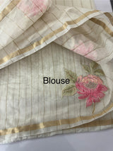 Mul chanderi applique work saree  MSH7371