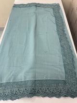 Soft crushed chanderi crepe silk saree with lace borders MLS466