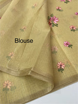 Tissue mix Soft silk saree with embroidery MS8189- Pastel DuskyYellow