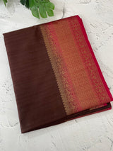 Soft silk sarees with contrast pallu & blouse MJL890