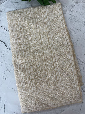 Premium Crush Organza saree with chikankari work- MCH378 Beige