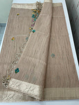 Soft Tissue linen Silk embriodery saree MS49876