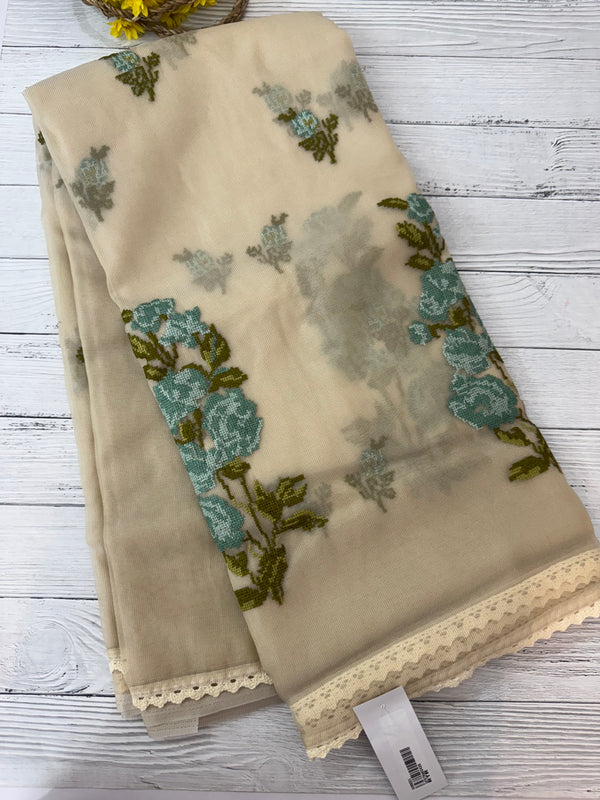 Viscose organza saree with cross stitch embroidery MS5089
