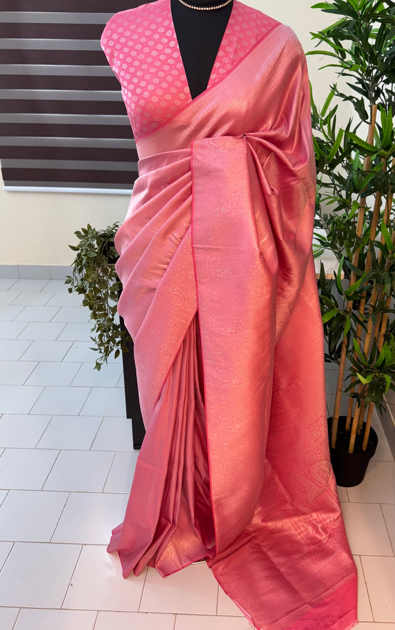 Pastel soft silk Saree - MKP926 CoralPink