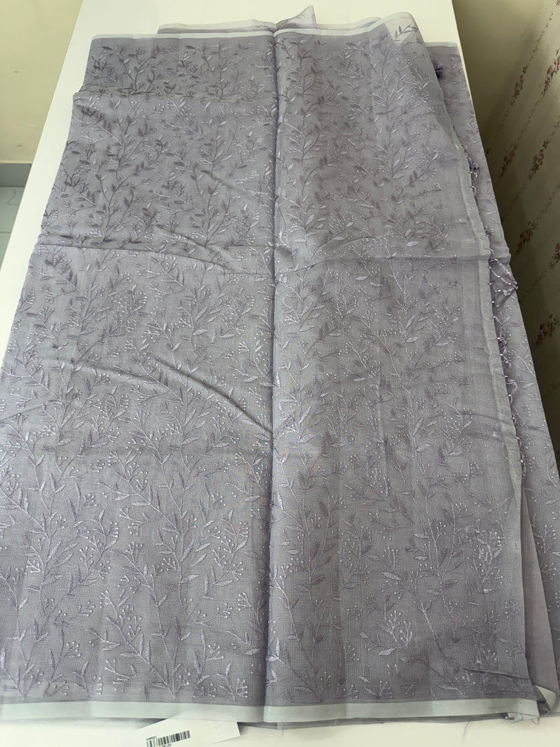 Supernet embriodery saree MS7854- DuskyLavender