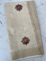 Tissue linen saree with embroidery MLS8977
