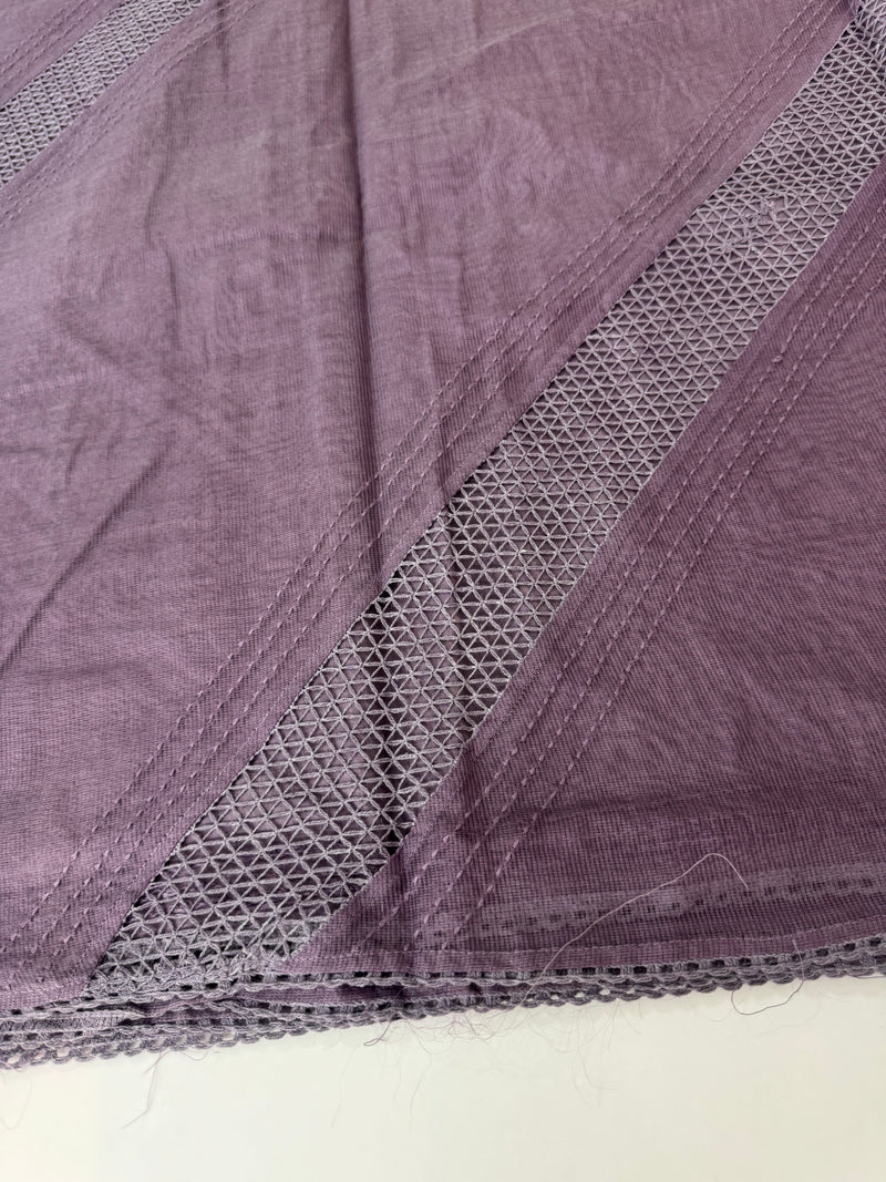 Supernet saree with crochet work and lace border MCJ5433 -Mauve(Design - Diagonal Crochet)