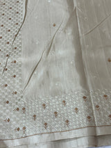 Blended tussar Saree with Embriodery - SEFNMYS Cream