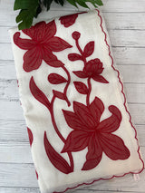 NetKota Applique work saree  MSH143- Red and white