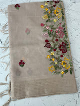 Soft Tissue linen Silk embriodery saree MS49876
