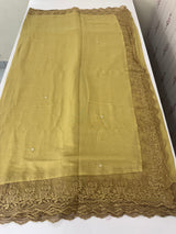 Soft crushed chanderi crepe silk saree with lace borders MLS466