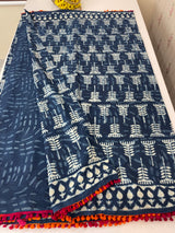 Pure mul cotton hand block printed saree SKSRMY