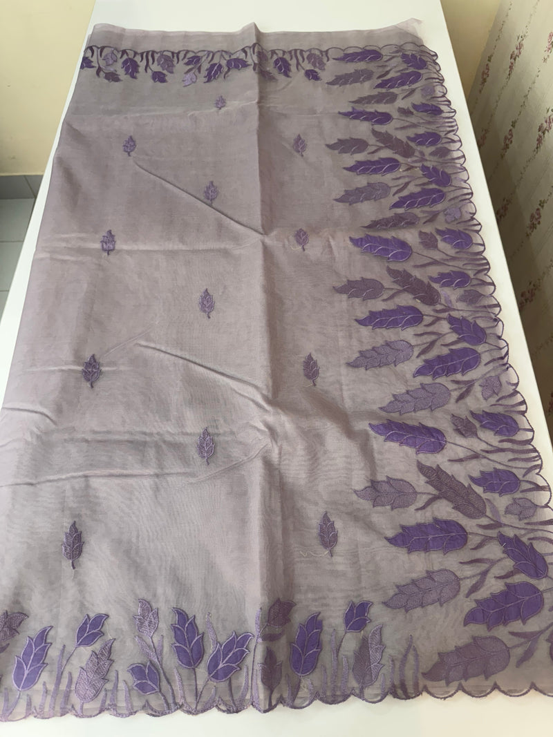 Viscose Organza saree with applique work-MSH103 Mauve