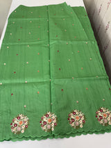 Blended tussar silk saree with embroidery- MS1072