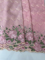 Phulkari NetKota embroidery saree - MPKS905 Pink