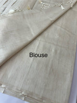 Blended tussar saree with embriodery - MS8665 Cream