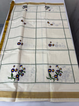 Kerala embroidery cotton saree - Poovili 2