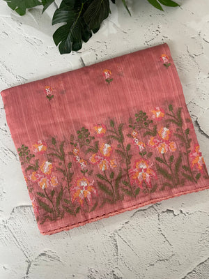 Blended matka Tussar silk saree with embroidery MS4856