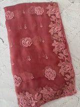 Soft Crush Organza-Chiffon saree with embroidery and cutdana work - MOS5785