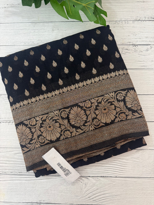 Semi banarasi Khaddi Georgette saree - MS1499 Black