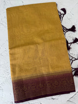 Jute silk sarees with contrast pallu & blouse MJL396