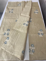 Crepe semi tussar silk saree with cross stitch embroidery-MSCS634