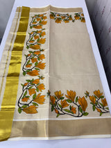 Kerala tissue printed saree