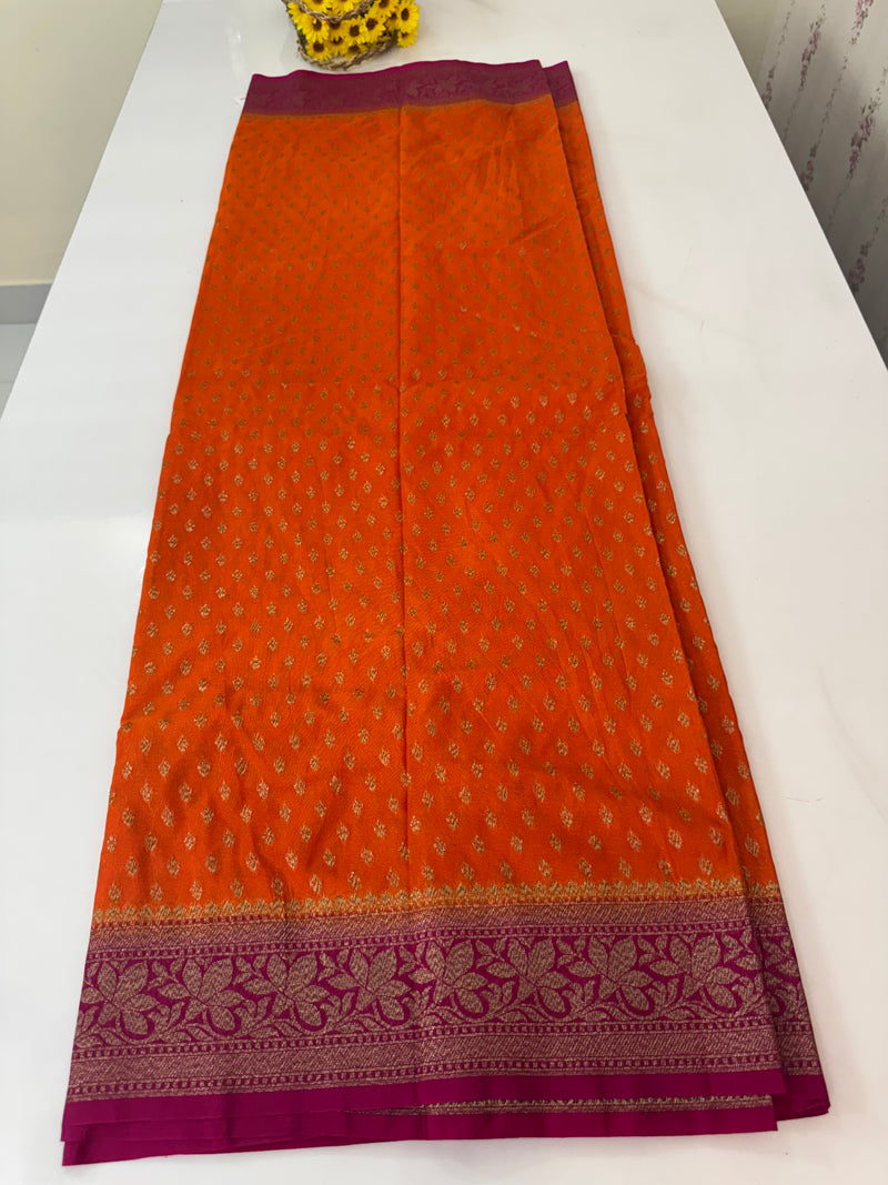 Banarasi viscose Georgette saree MKGS611- Orange to Magenta