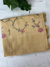 Jute Linen saree with embroidery MSH7511 - Beige